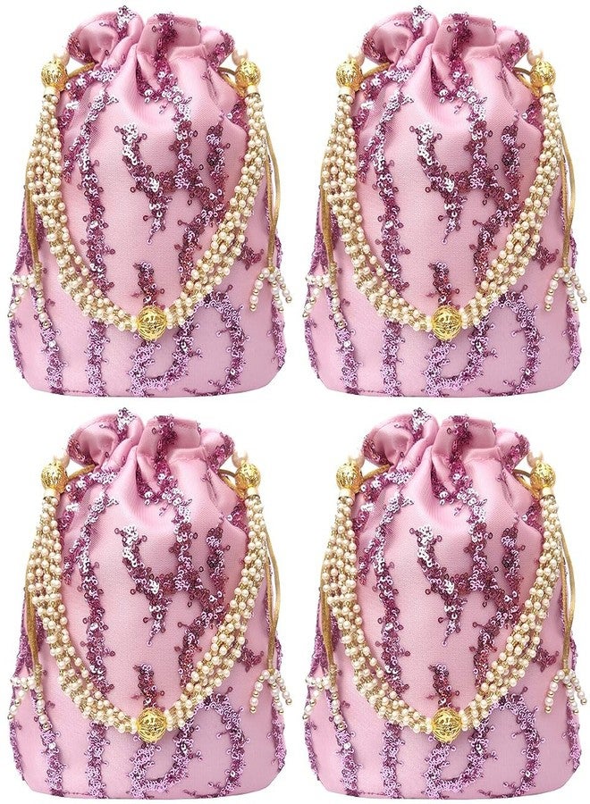 حقيبة بوتلي نسائية من دوقة مزينة بالترتر الوردي (عبوة من 4 قطع)